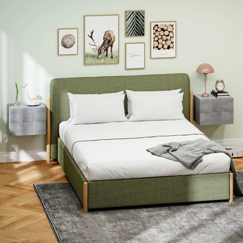 HOMCOM Set di 2 Comodini Sospesi con 2 Cassetti Moderni e Salvaspazio, 40x29x30 cm, Grigio Cemento