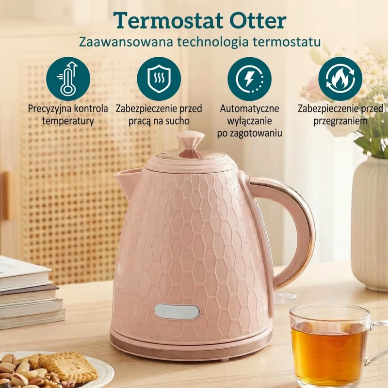 HOMCOM Zestaw czajnika i tostera, 1,7 l 2200W szybkogotujący czajnik z automatycznym wyłączaniem i toster na dwie kromki chleba z szufladą na okruchy, różowy