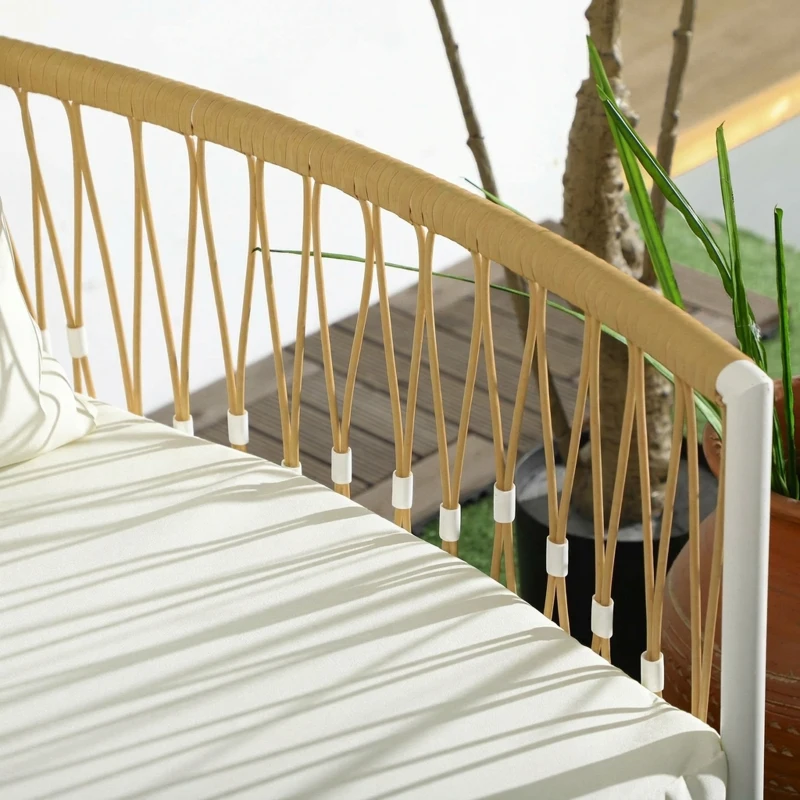 Outsunny Zestaw bistro 3-częściowy Zestaw mebli ogrodowych Gartensitzgruppe, PE rattan, 72 cm x 66 cm x 64 cm, Żółty+Cream