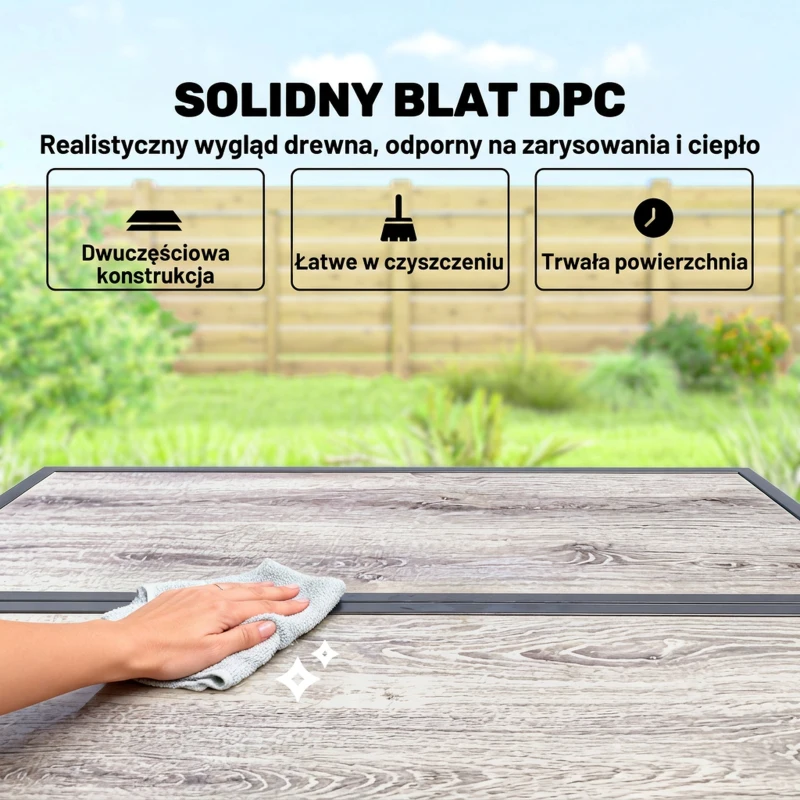 Outsunny Polirattanowy Zestaw Mebli Ogrodowych 5-częściowy, Oszczędzający Miejsce, Stół z 4 Krzesłami, Blat DPC, Poduszki, Szary
