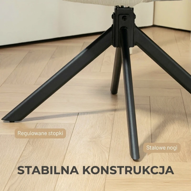 HOMCOM Fotel tapicerowany, fotel akcentowy, nowoczesny design, obrotowy, do 120 kg, Kremowy