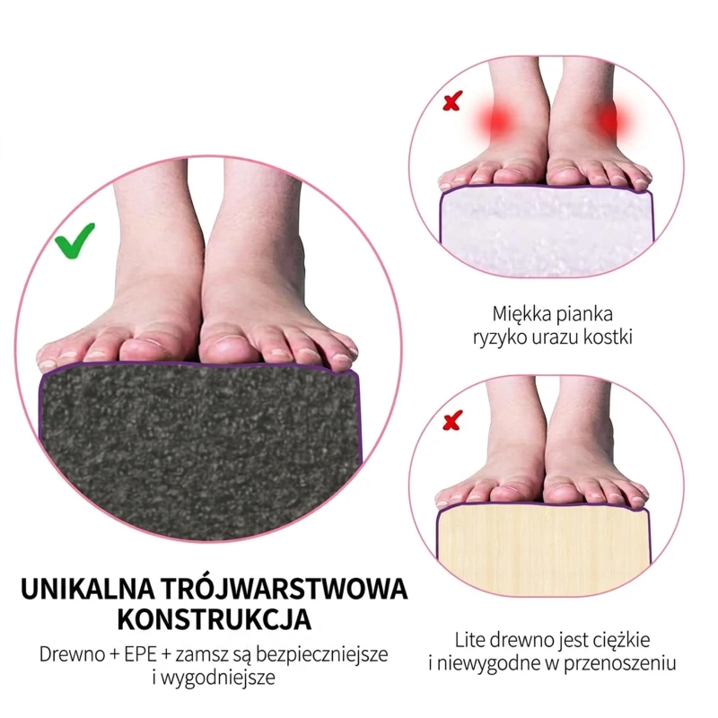 Belka gimnastyczna 210 cm, do 120 kg, fioletowa, wewnątrz/na zewnątrz