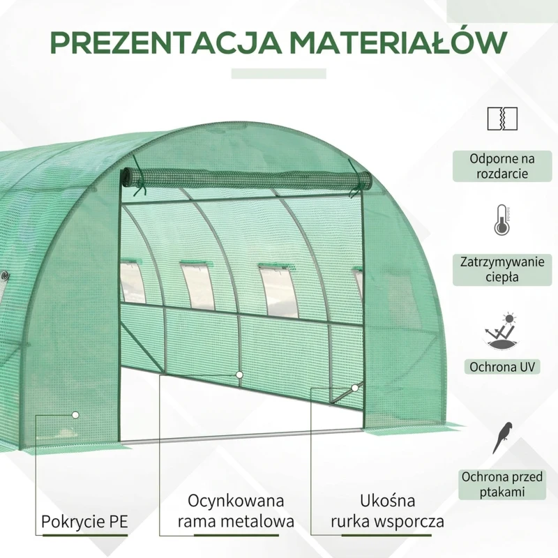 Szklarnia 5,9 x 3 x 2 m, folia, 8 okien, drzwi rolowane
