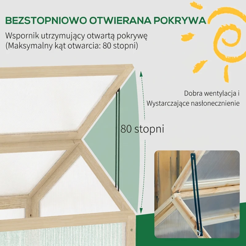 Outsunny Mini szklarnia drewniana 90 x 52 x 49,5 cm, ogrodowa.