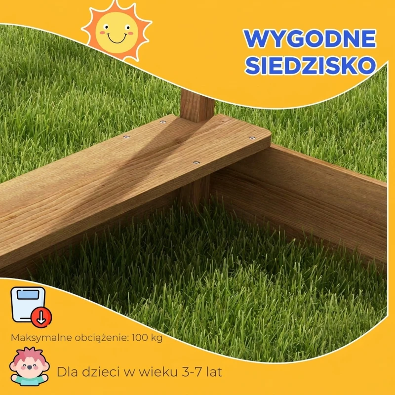Outsunny Piaskownica z Dachem, Design Domku Zabawowego, z Zestawem Zabawek, Drewno świerkowe, 124x116x146cm, Brązowy