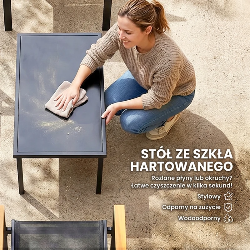 Outsunny Zestaw mebli ogrodowych Metalowy zestaw wypoczynkowy dla 4 osób z kanapą, fotelami i stolikiem 110x63,5x84 cm, czarny