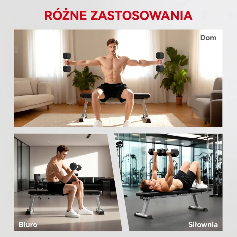 HOMCOM Hantle z teksturowanym uchwytem, żeliwne, 2 x 20kg do domu, siłowni, treningu siłowego
