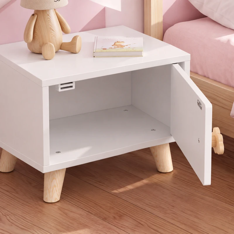 AIYAPLAY Houten kinder-nachtkastje met opbergvak, bijzettafel voor slaap- en woonkamer, wit