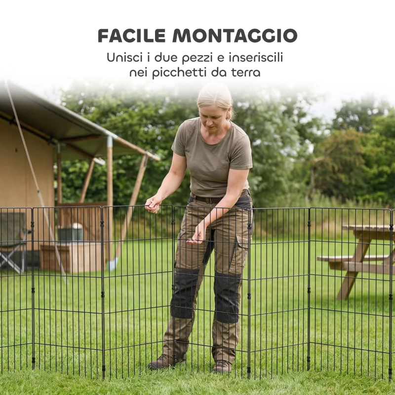 PawHut Recinto per Cani Recinto Espandibile Pieghevole in Metallo 50x80 cm Nero
