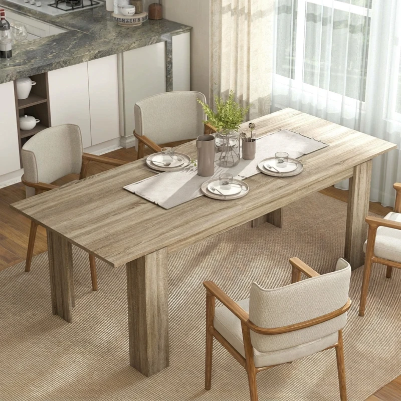 Rozkładany stół HOMCOM 180-260 x 90 cm, stół kuchenny dla 8-10 osób, nowoczesny stół do małych przestrzeni, jadalnia, dąb
