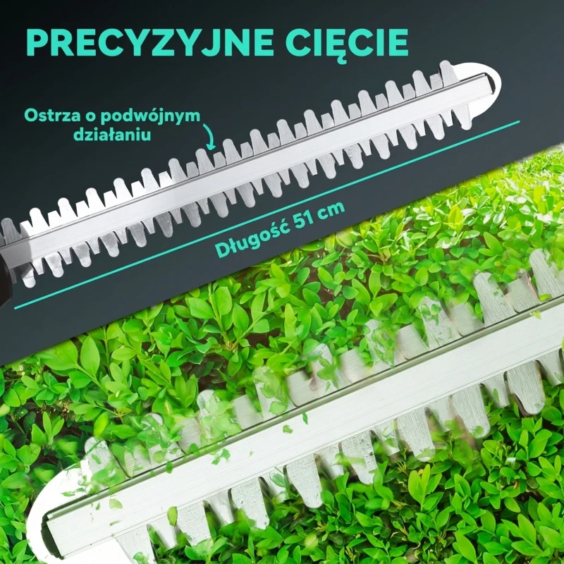 Outsunny Elektryczne Nożyce do Żywopłotu z Akumulatorem, Silnik, Bateria, Niebieskie