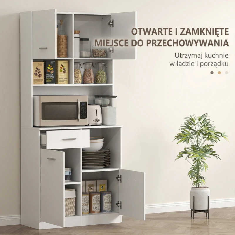 Szafka kuchenna, wysoka, z regulowanymi półkami, szuflada