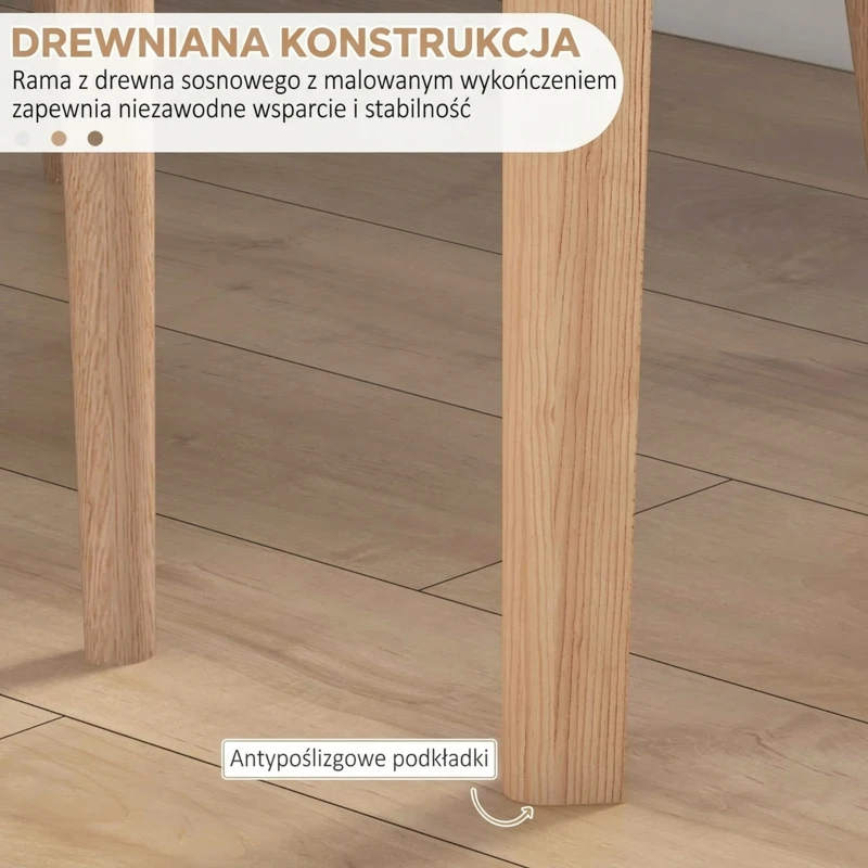 HOMCOM Stół jadalny, okrągły stół kuchenny dla 2 osób, stół jadalny w stylu wiejskim, do salonu, drewno massif, Ø75 x 76 cm, Biały