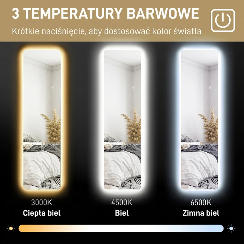 HOMCOM Lustro stojące 150 x 40 cm z oświetleniem LED