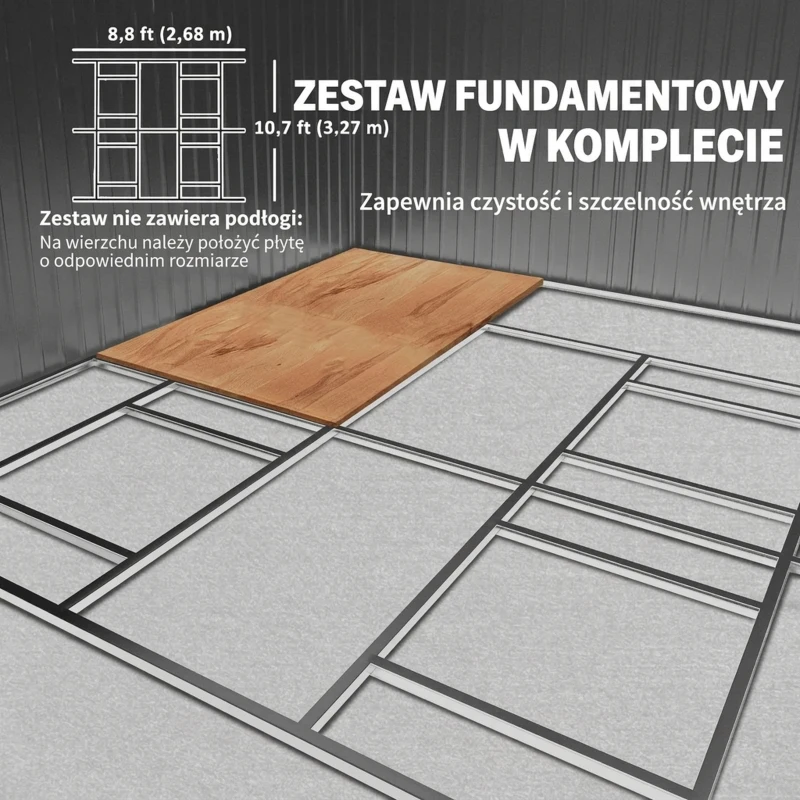 Domek ogrodowy 12,4 m², dach jednospadowy, zielony, z fundamentem
