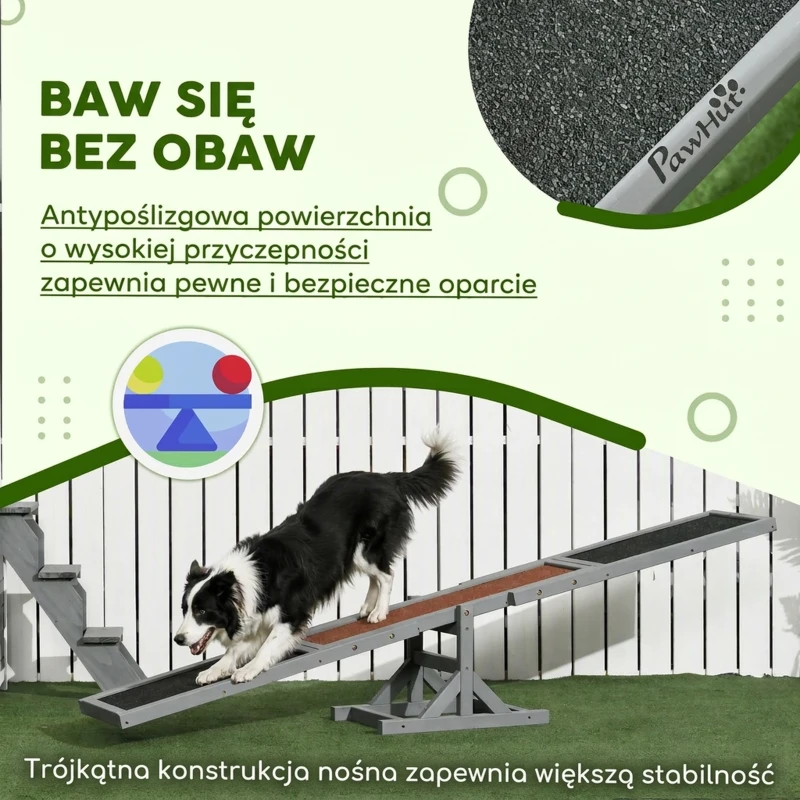 Huśtawka dla psa, agility, drewniana, dla dużych psów