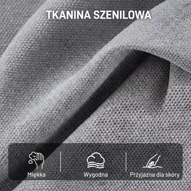 HOMCOM Obrotowy Fotel Akcentowy, Tapicerowany Fotel Czytelniczy z Chenille, Szerokim Siedziskiem, Sprężynowym Wypełnieniem i Metalowymi Nogami, Jasnoszary