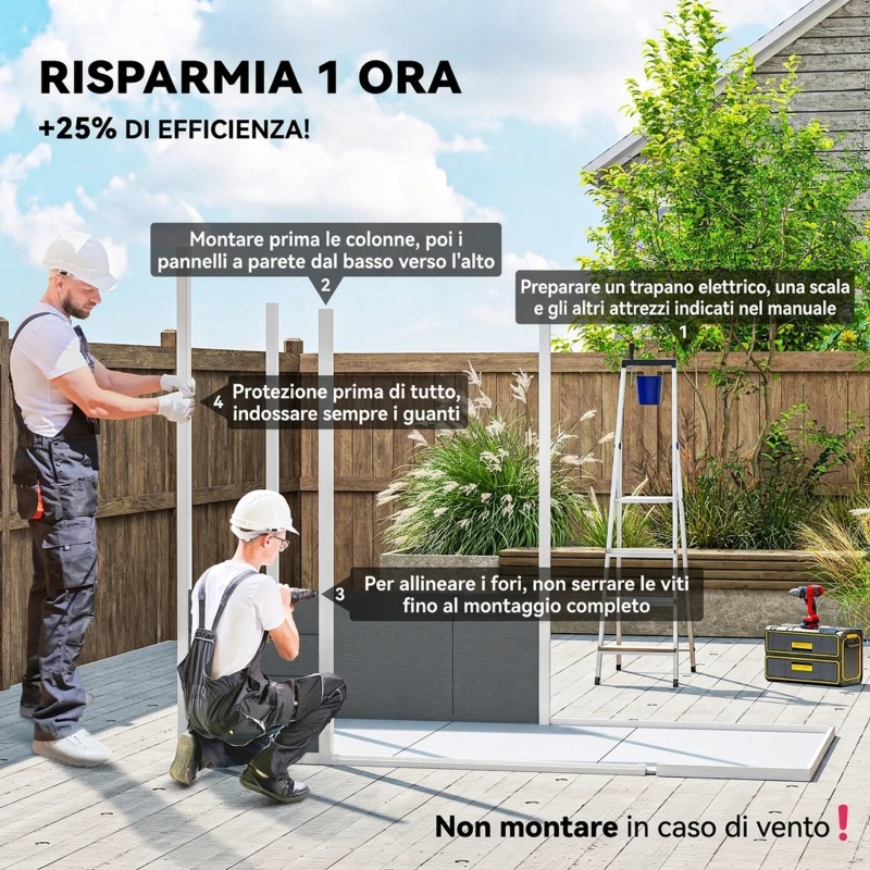 Outsunny Casetta da Giardino in Resina con Pavimento, 2 Porte con Blocco, Finestra, 2.4 x 1.3 m, Grigio