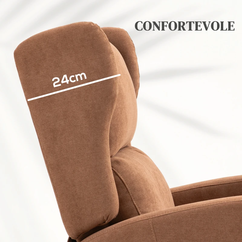 HOMCOM Poltrona Relax Alzapersona in Velluto con Schienale Reclinabile a 160° con Telecomando, Marrone Scuro