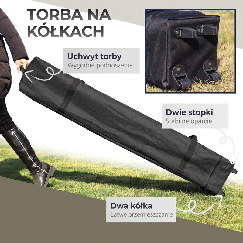 Outsunny Pawilon składany, regulowany wysokość, 4 ścianki z siateczki, dach wentylacyjny, torba transportowa, szybki montaż, 4 x 4 x 3 m, Beżowy