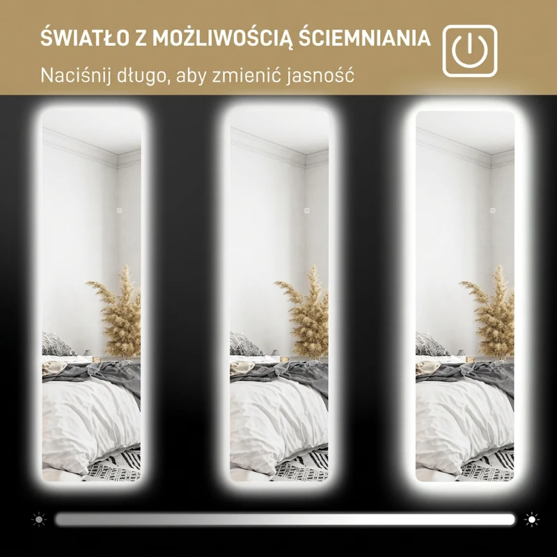HOMCOM Lustro stojące 150 x 40 cm z oświetleniem LED