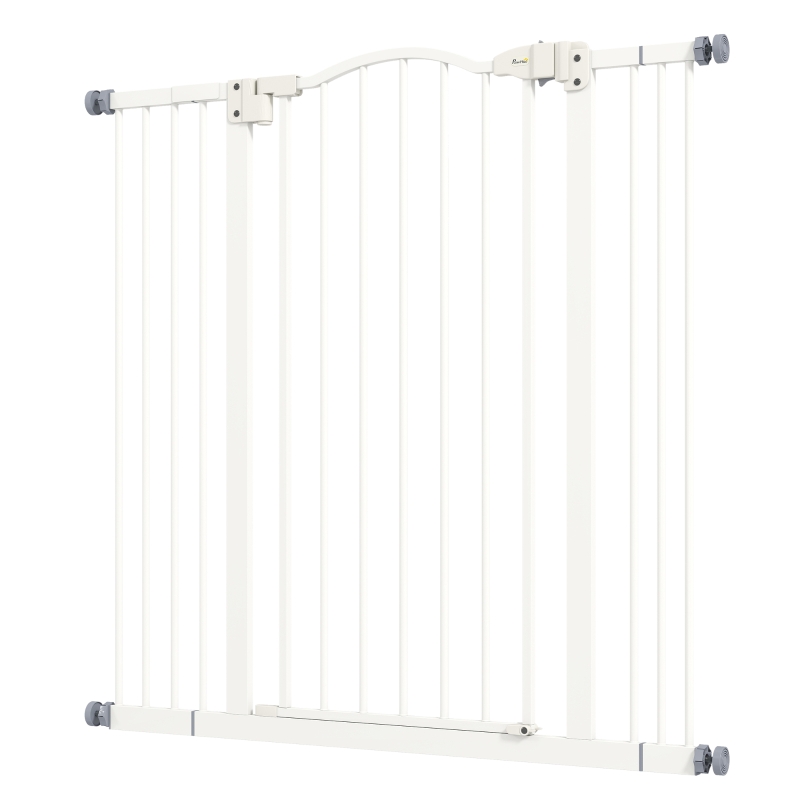 PawHut Cancelletto per Cani Estensibile con 4 Viti Regolabili, in Metallo e Plastica, 74-100x94 cm, Bianco