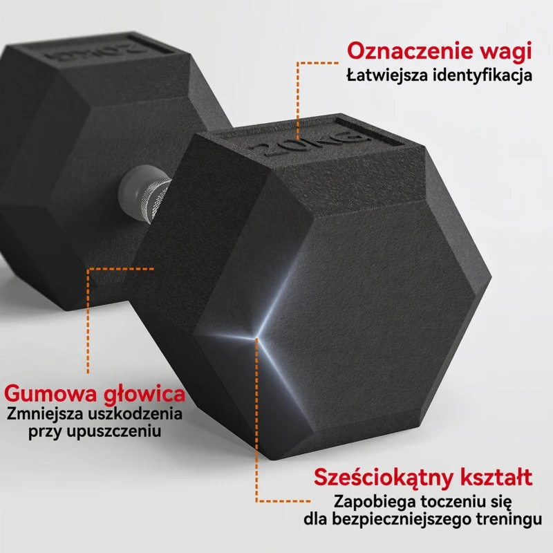 HOMCOM Hantle z teksturowanym uchwytem, żeliwne, 2 x 20kg do domu, siłowni, treningu siłowego