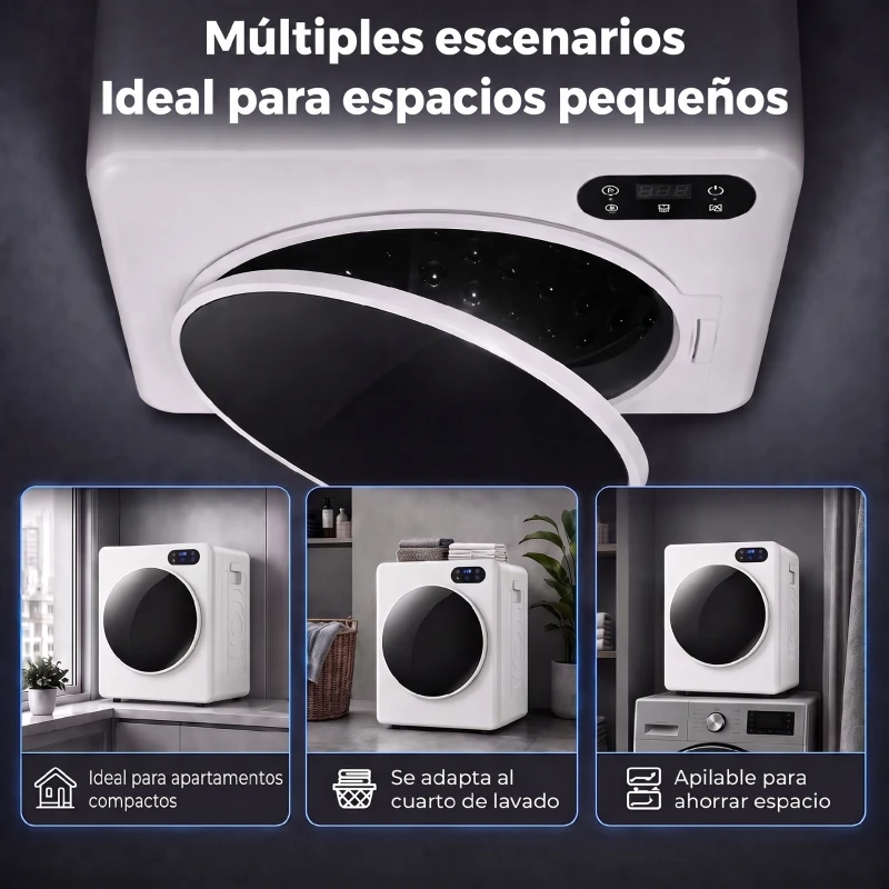 HOMCOM Secadora de Evacuación 3 kg 1000W con Pantalla Táctil Control de Tiempo y Temperatura Función Antiarrugas Blanco