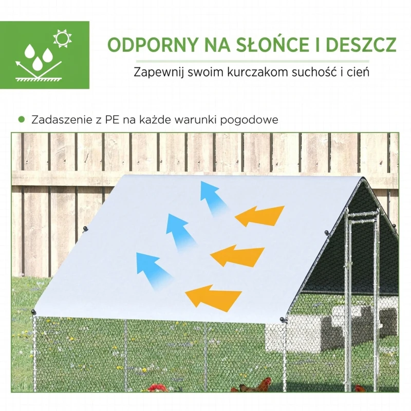 Kurnik z wolierą stalową, 300 x 200 x 200 cm, dla kur