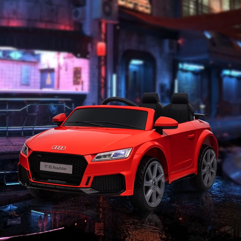 HOMCOM Macchina Elettrica per Bambini 3-5 Anni Licenza AUDI TT con Telecomando e Fari LED, 102x60x44 cm, Rosso