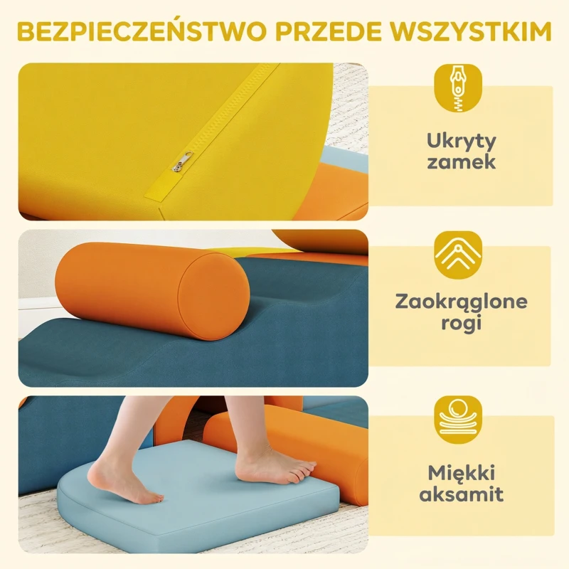 AIYAPLAY 9-elementowy zestaw miękkich klocków, miękkie bloki do budowania i zabawy, zestaw do zabawy wewnątrz dla małych dzieci, pianka, wielokolorowy