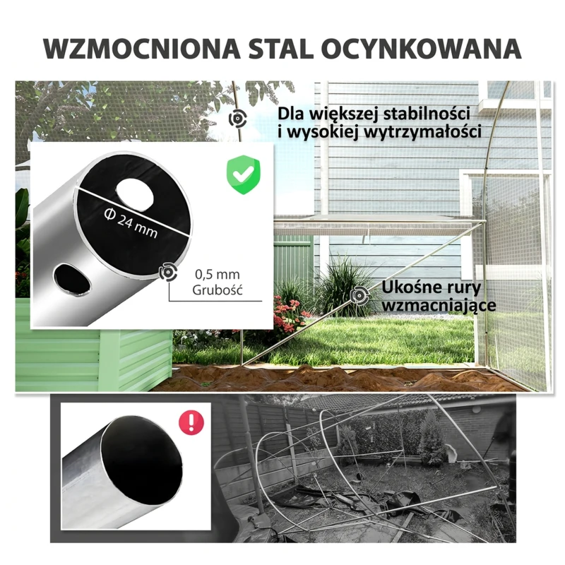 Szklarnia 6x3x2 m, folia, 8 okien, UV, drzwi