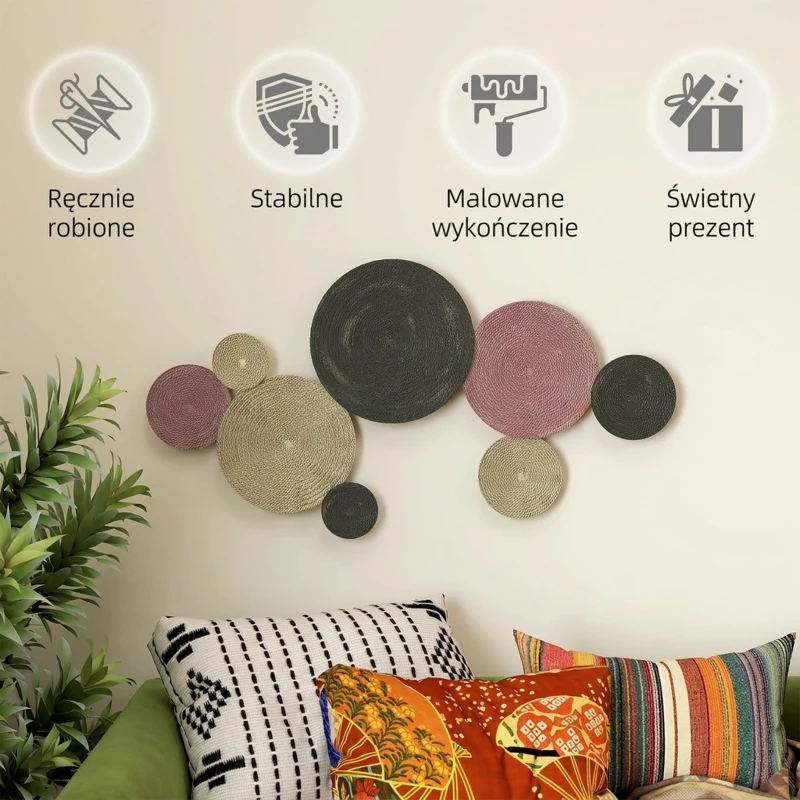 HOMCOM Dekoracja ścienna w geometrycznym stylu z unikalnym wielotarczowym designem