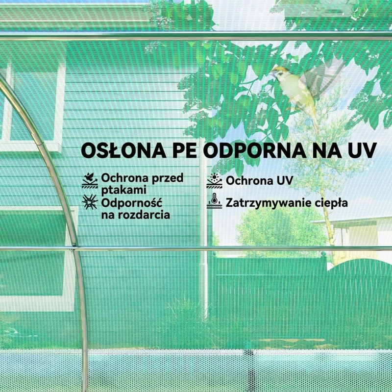 Szklarnia 6 x 3 x 2 m, folia, 12 okien, drzwi rolowane