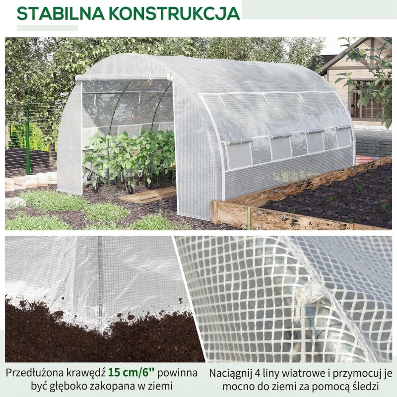 Outsunny Folienowe szklarniowe 3,97 x 3 x 2m, UV-ochrona, do ogrodu