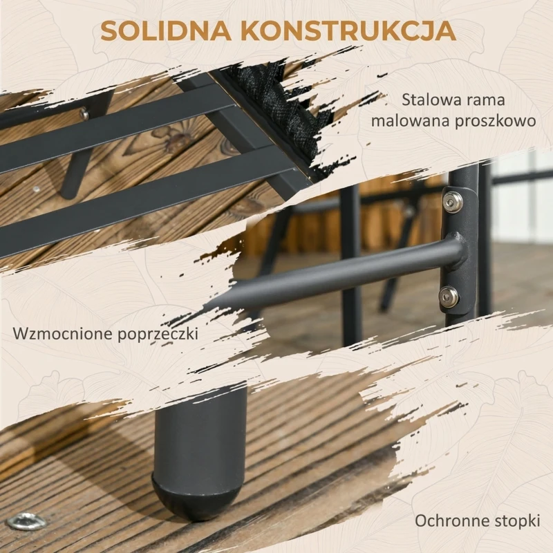Outsunny Krzesła Ogrodowe, 2 szt., Design Boho, Poduszki na Siedzisko i Oparcie, Wygodna Powierzchnia Siedziska, Rama Metalowa, Czarny