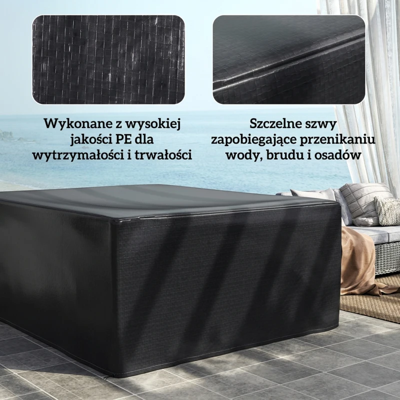 Outsunny Pokrowiec na Meble Ogrodowe Wodoodporny Zimowy Ochronny 235 x 190 x 90cm Czarny