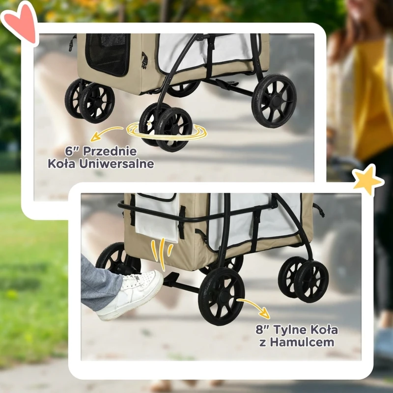 Wózek dla psa i kota 2w1, składany, do 10 kg