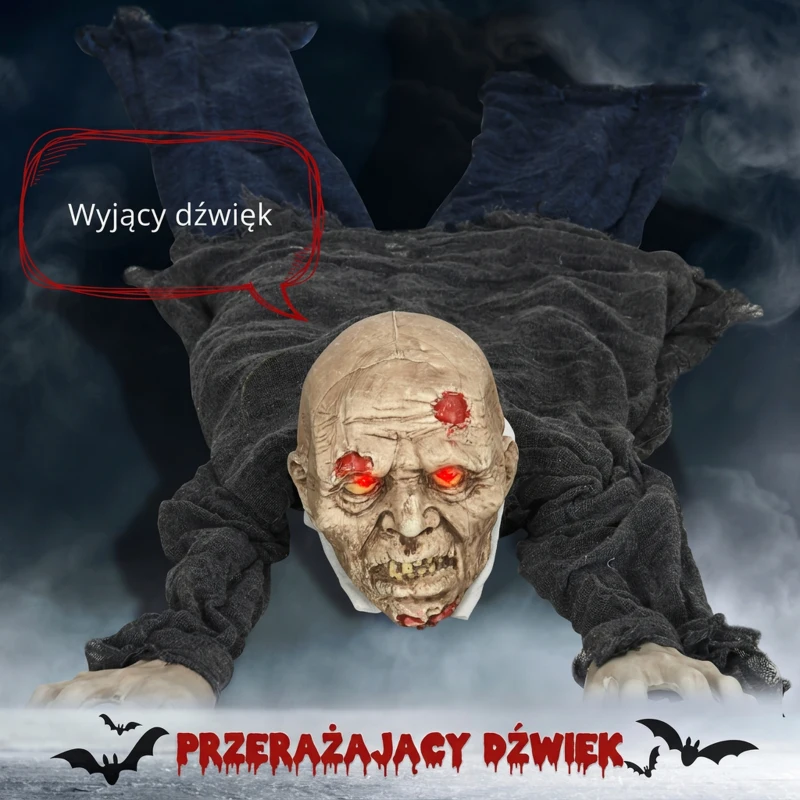 Dekoracja Halloween Zombie 1,40 m z świecącymi oczami
