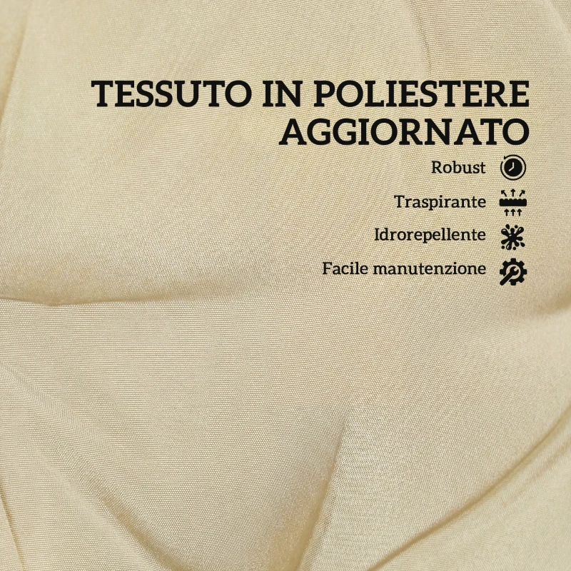 Outsunny Set 2 Cuscini per Sedie da Esterno con Lacci di Fissaggio, in Poliestere e Cotone, 120x50x8 cm, Beige