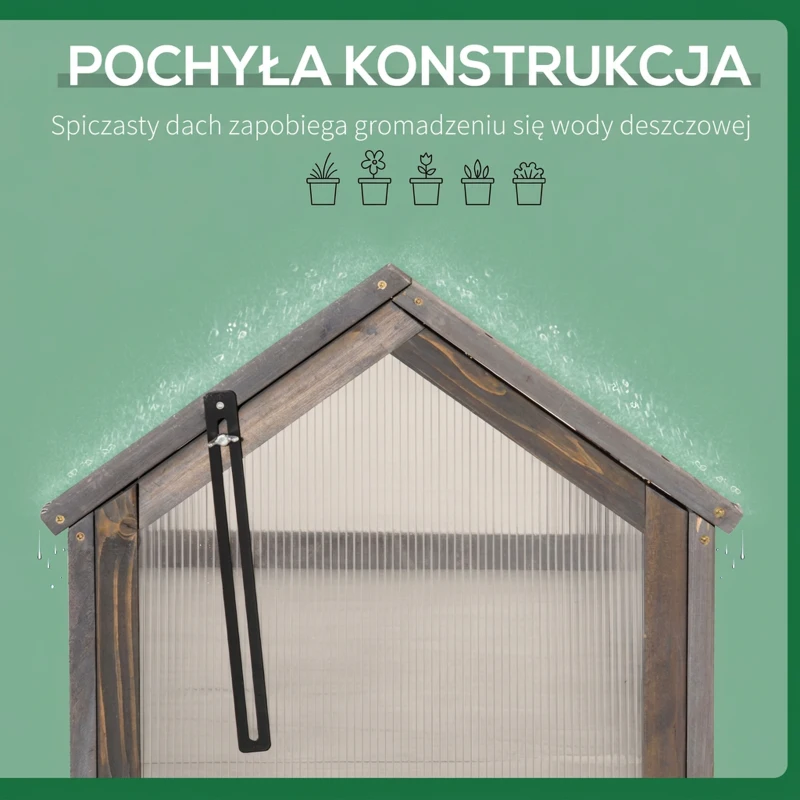 Mini szklarnia drewniana 90x52x49,5 cm, szara, wczesne siewy