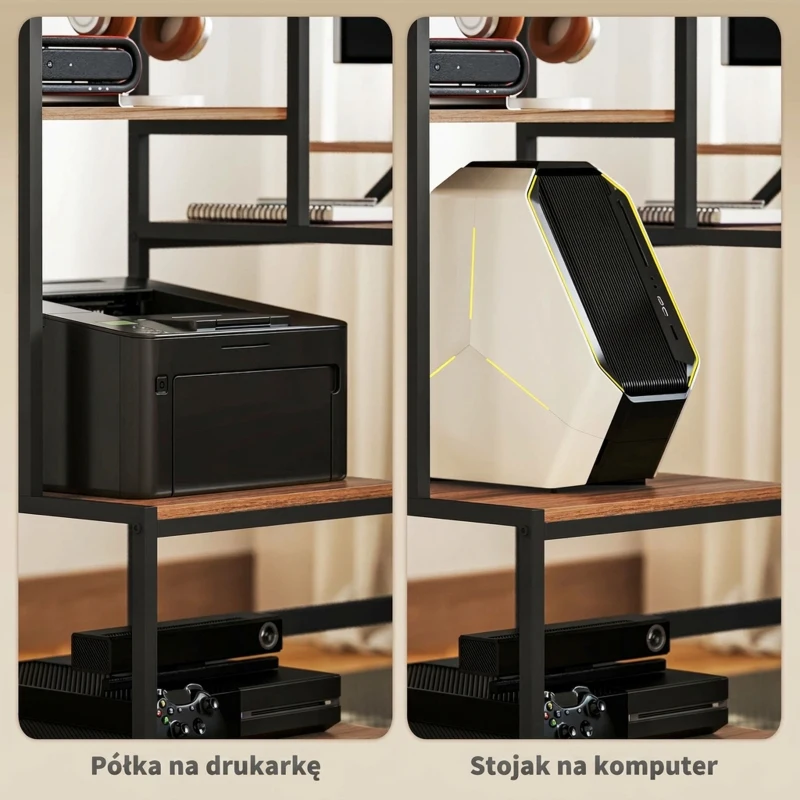 Biurko komputerowe z półką na monitor, stelaż na CPU