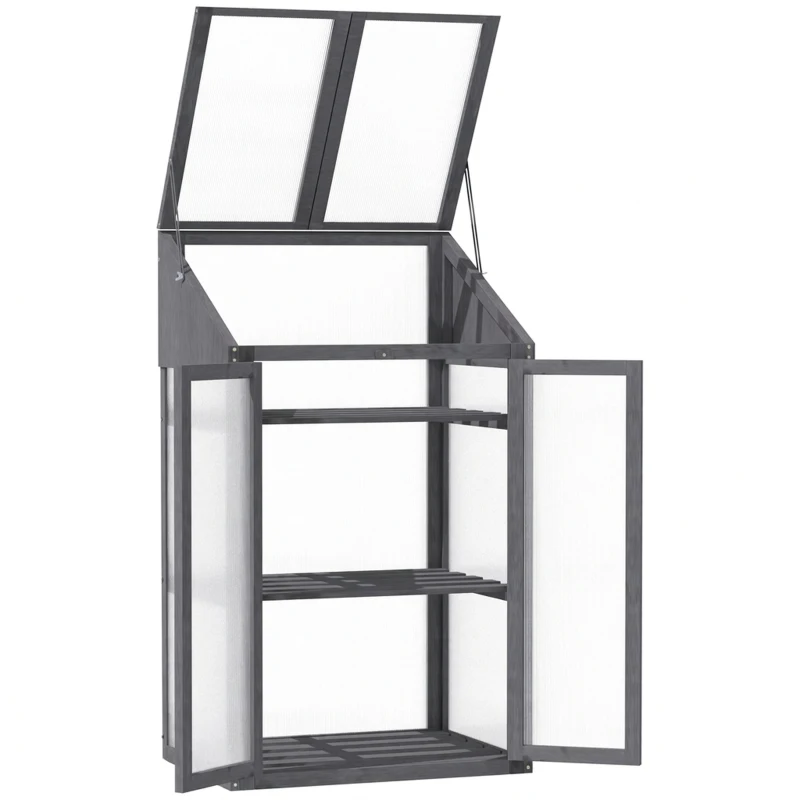 Mini szklarnia drewniana 70x50x120 cm, szare, wczesne siewy