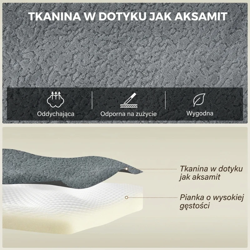 HOMCOM Modułowa narożna sofa, sofa w kształcie U z szerokimi i głębokimi siedziskami, 2 pufy, ciemnoszara