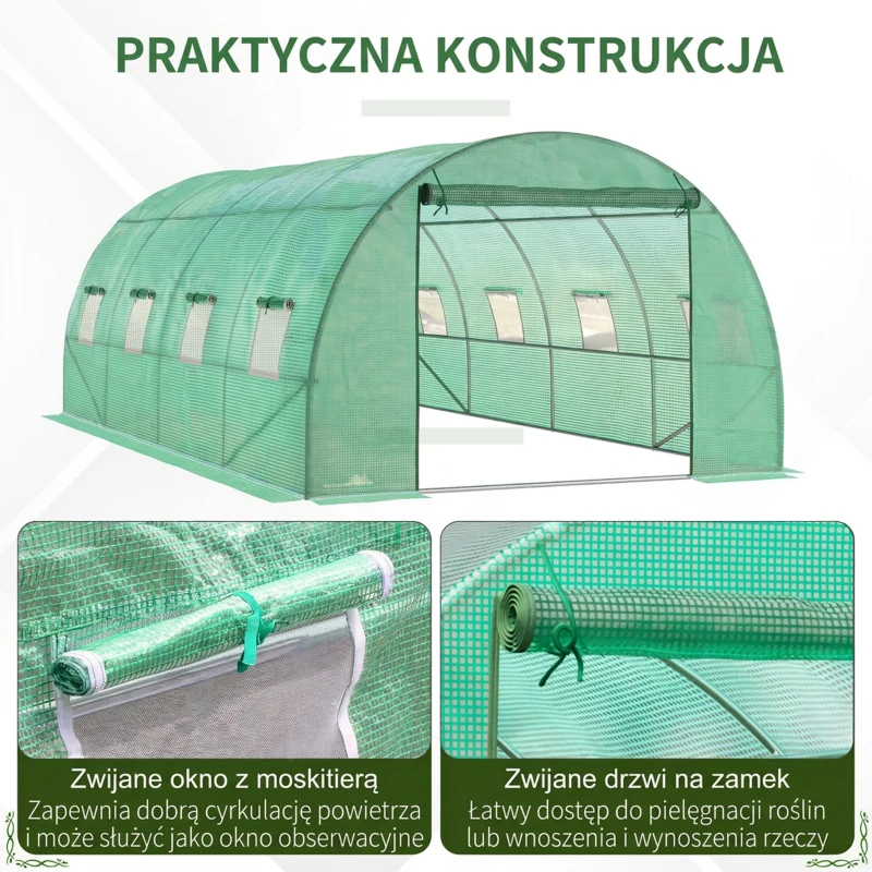 Szklarnia 5,9 x 3 x 2 m, folia, 8 okien, drzwi rolowane