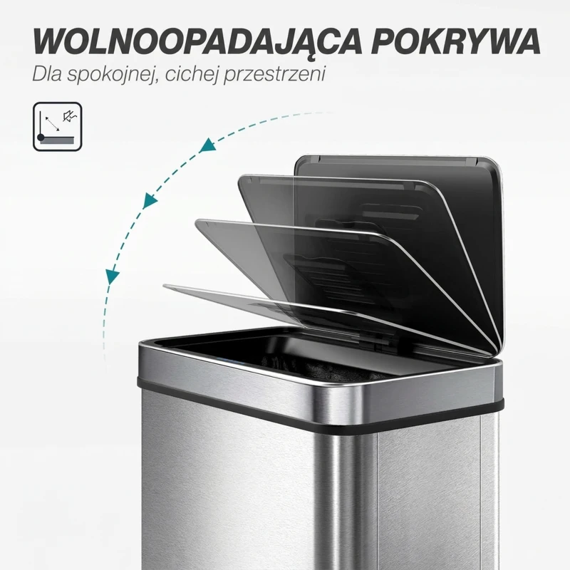 HOMCOM Kosz na śmieci 50L z czujnikiem, automatyczna pokrywa, stal nierdzewna, wielofunkcyjny, srebrny