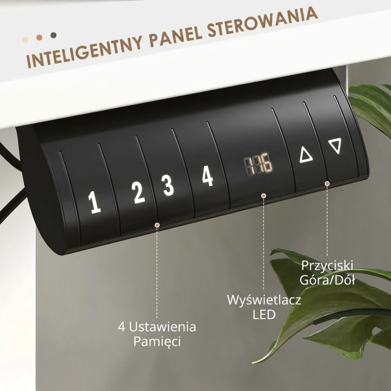 Biurko elektryczne regulowane 120x60cm, białe, Vinsetto