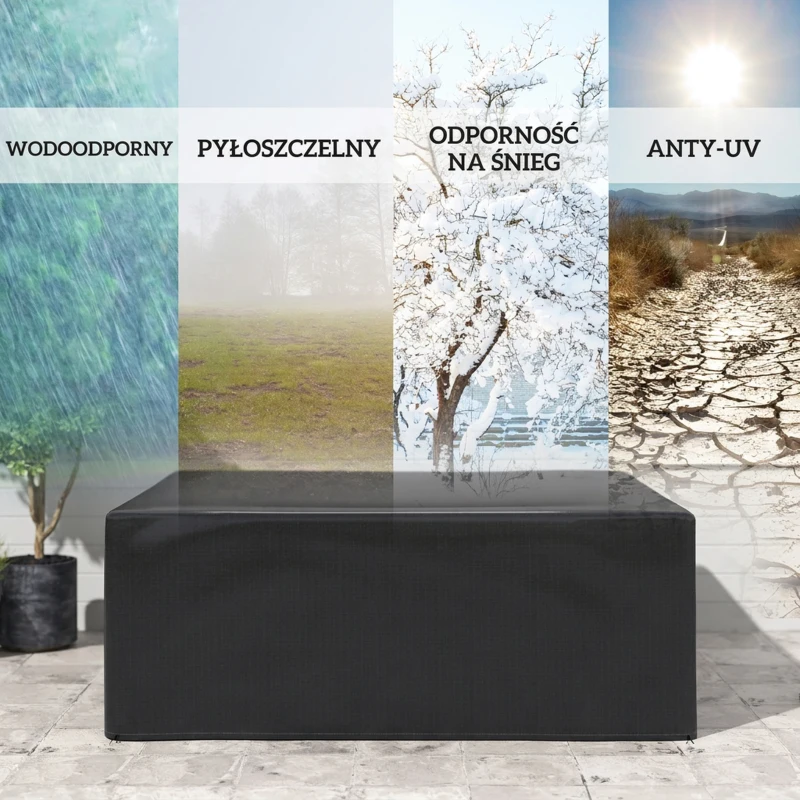 Outsunny Pokrowiec na Meble Ogrodowe Wodoodporny Zimowy Ochronny 235 x 190 x 90cm Czarny