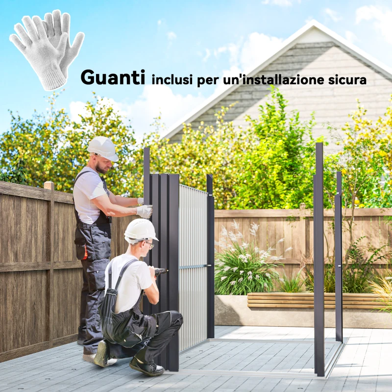 Outsunny Capanno da Giardino con Lucernario in Acrilico e Fori di Drenaggio, in Acciaio, 162x259x201 cm, Grigio Scuro