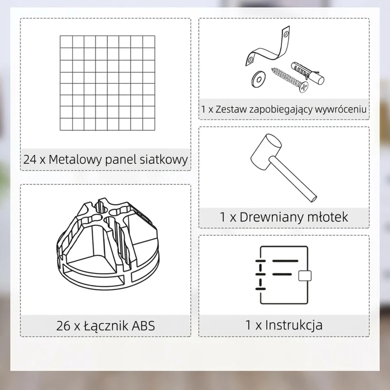 Regal z 6 półkami, system DIY, metalowa siatka, modułowe